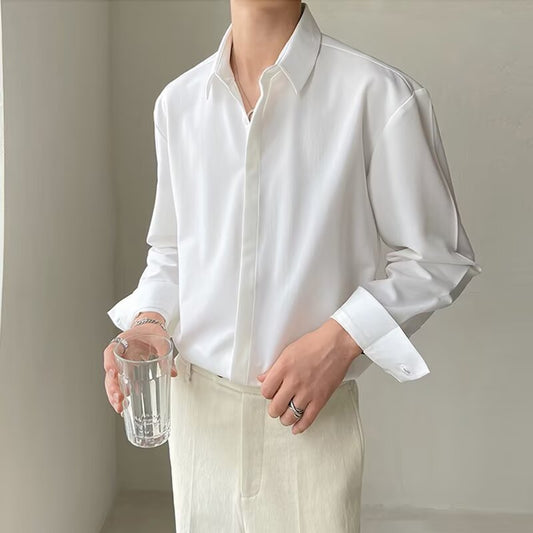 Men’s Dress Shirt – Slim Fit – Hidden Placket – Stretch Fabric – Long Sleeve