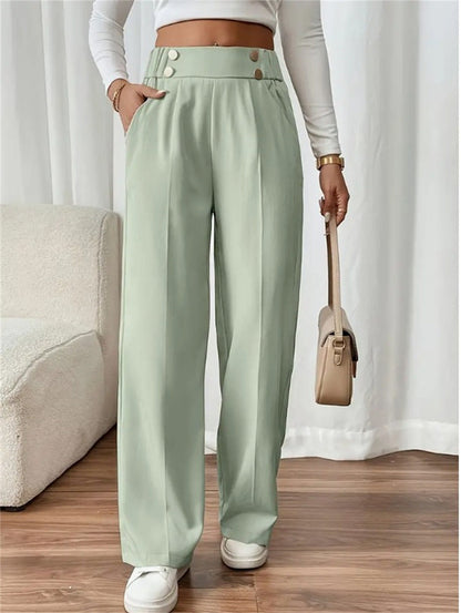 Women's Wide-Leg Trousers - Relaxed Silhouette - High Waist