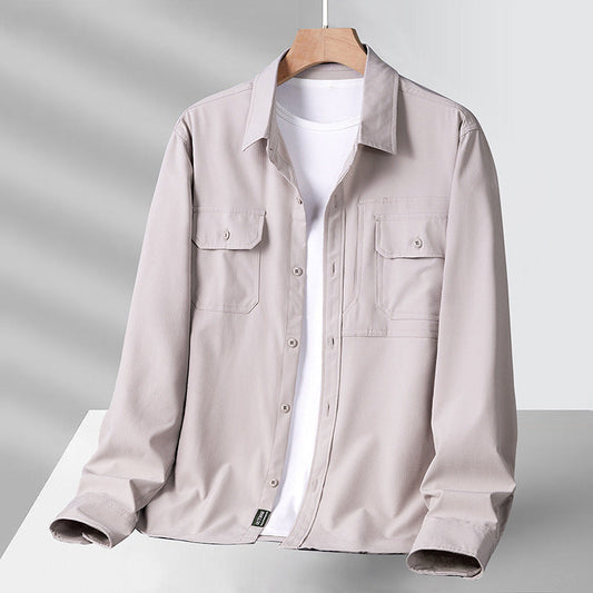 Men’s Long Sleeve Shirt – Relaxed Fit – Breathable Cotton Blend – Utility Pockets