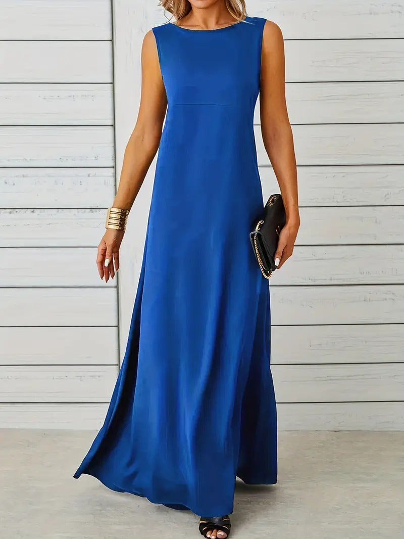 Women’s Mid-Length Dress – Sleeveless – Relaxed Fit – Lightweight Minimalist Style