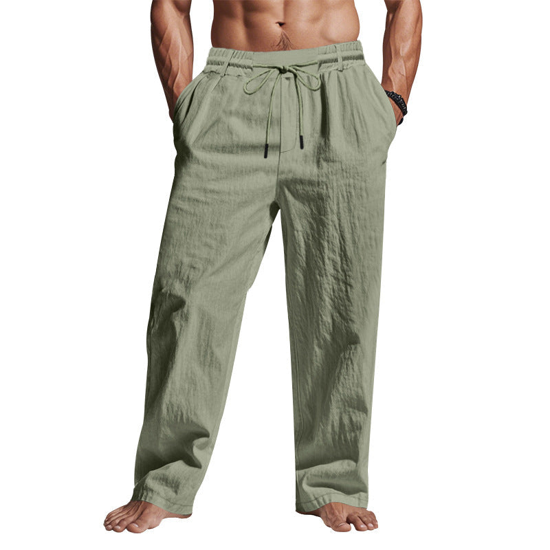 Men’s Linen Pants – Relaxed Fit – Full Length – Drawstring Waist – Side Pockets