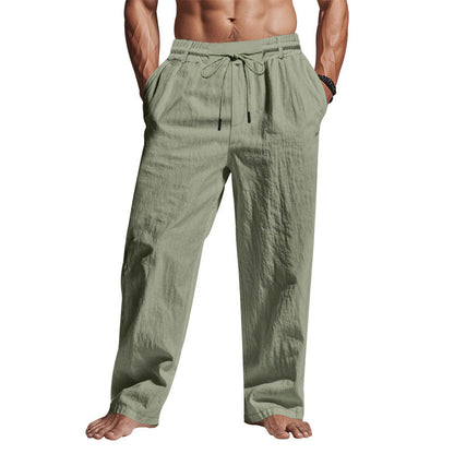 Men’s Linen Pants – Relaxed Fit – Full Length – Drawstring Waist – Side Pockets
