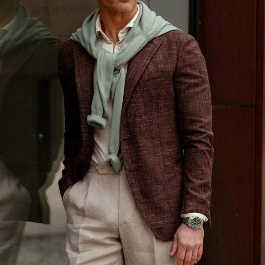 Men’s Blazer – Slim Fit – Wool Blend – Textured Woven – Two Button – Smart Casual