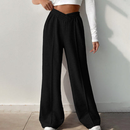 Women’s Wide-Leg Pants – Relaxed Fit – High Rise – V-Waist – Soft Breathable Cotton