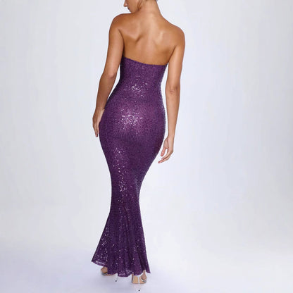 Women’s Evening Gown – Strapless – Slim Fit – Sequin Embellished – Full Length