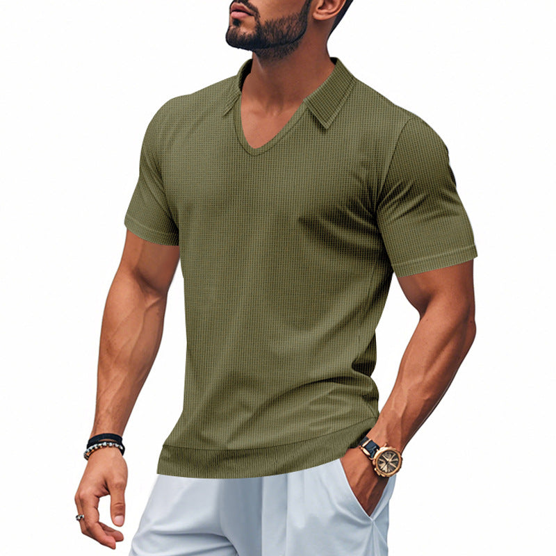 Men’s Polo Shirt – Breathable Cotton – Relaxed Fit – V-Neck Minimalist Casual Style