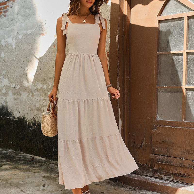 Women’s Maxi Dress – Relaxed Fit – Sleeveless Tiered – Breathable Blend – Casual Style