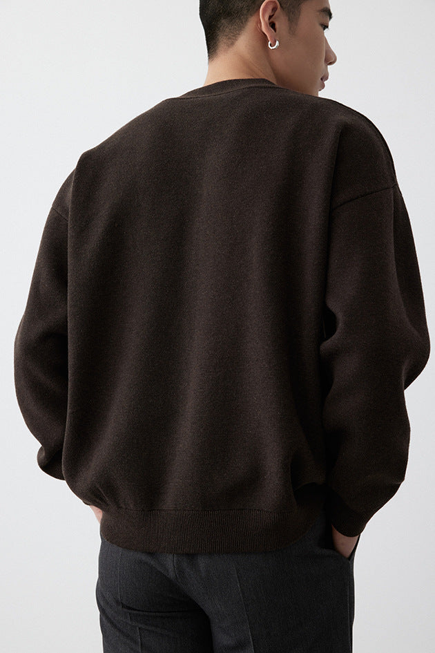 Men's Knitted Jacket – Minimalist Zip-Up – Casual Street Style Outerwear