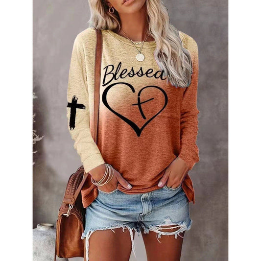 Women’s Long Sleeve Shirt – Relaxed Fit – Cotton Blend – Graphic Print – Casual Wear