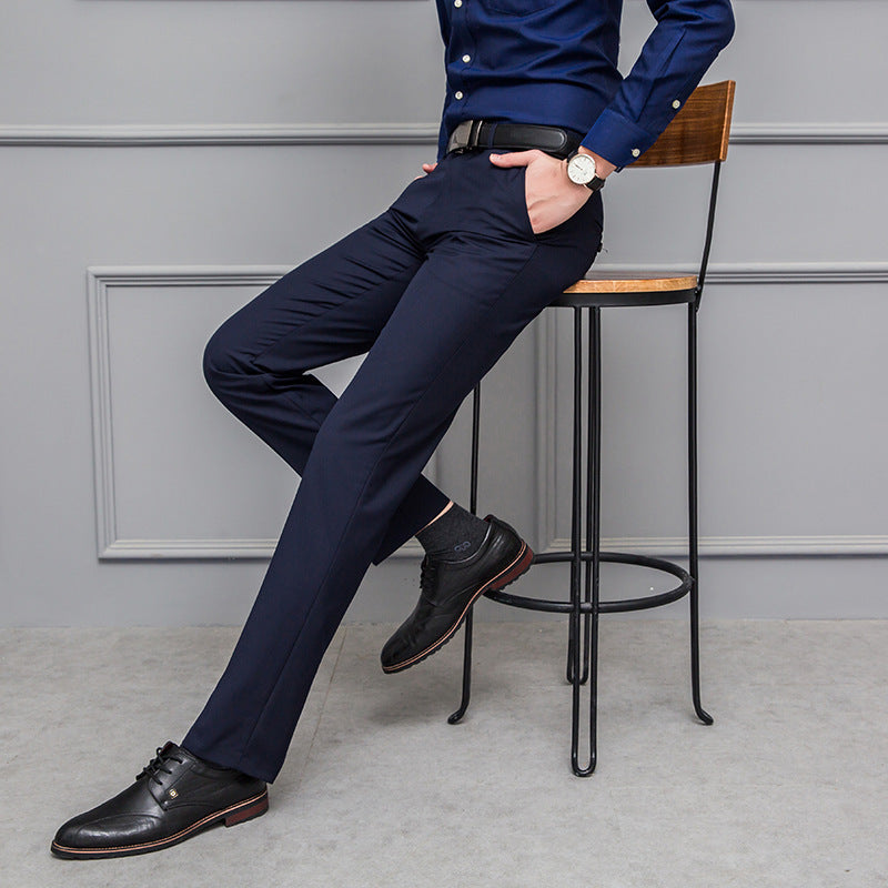 Men’s Trousers – Slim Fit – Stretch Comfort – Wrinkle-Resistant – Flat Front – Full Length