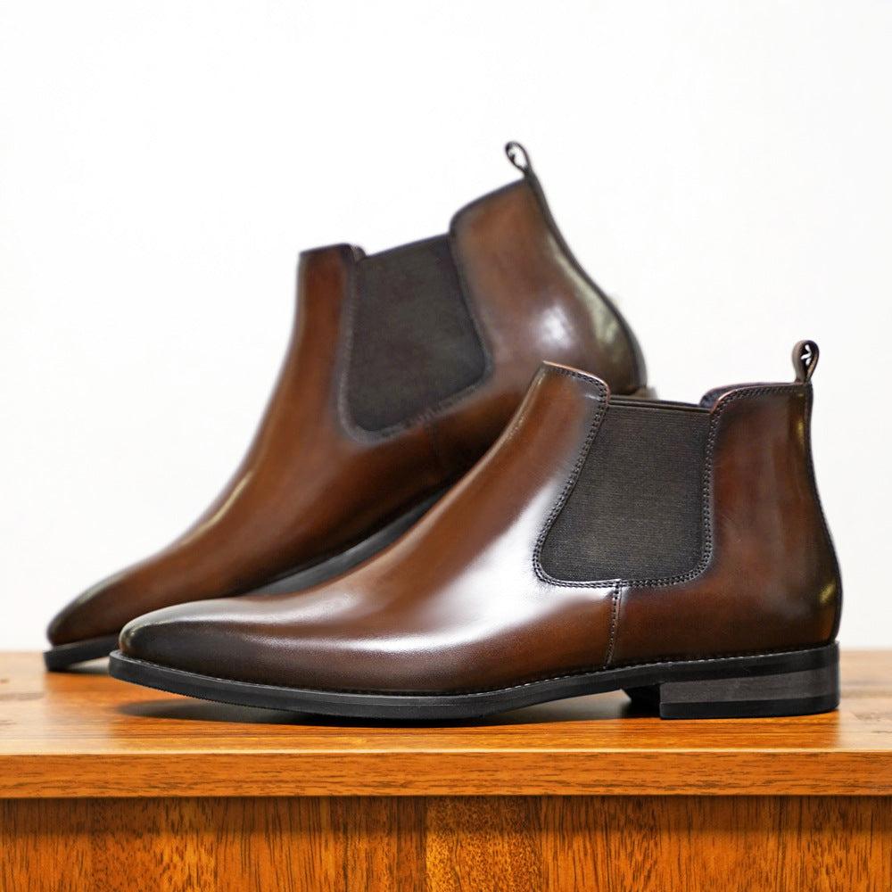 Men’s Chelsea Boots – Leather Upper – Sleek Fit – Ankle Height Slip-On Design