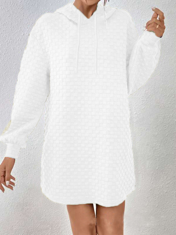 Women's Hooded Dress - Knit - Relaxed Fit - Adjustable Drawstring Hood