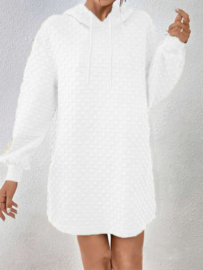 Women's Hooded Dress - Knit - Relaxed Fit - Adjustable Drawstring Hood