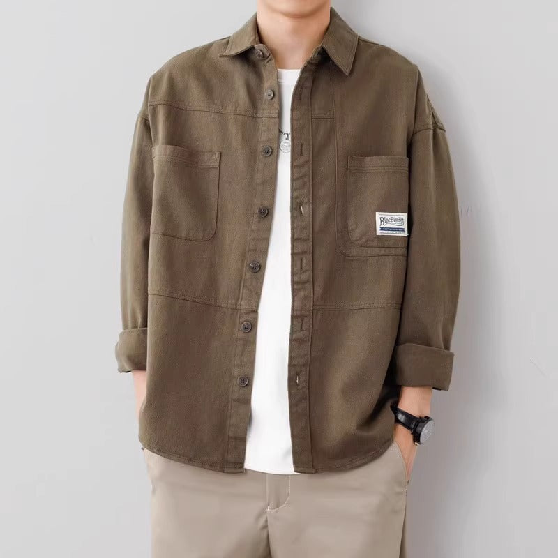 Men’s Overshirt Jacket – Relaxed Fit – Button-Up Front – Utility Style Pockets