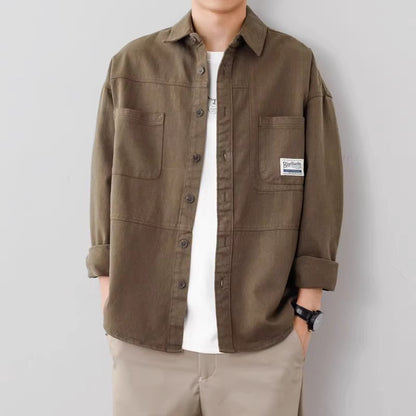 Men’s Overshirt Jacket – Relaxed Fit – Button-Up Front – Utility Style Pockets