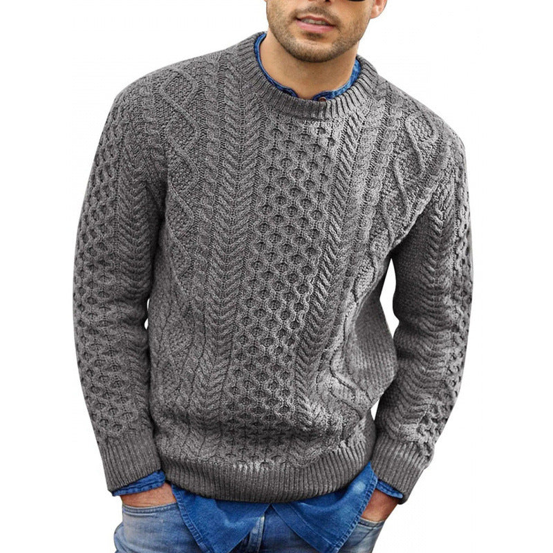 Men’s Pullover Sweater – Slim Fit Cable Knit – Ribbed Trim – Soft Knit Casual Wear