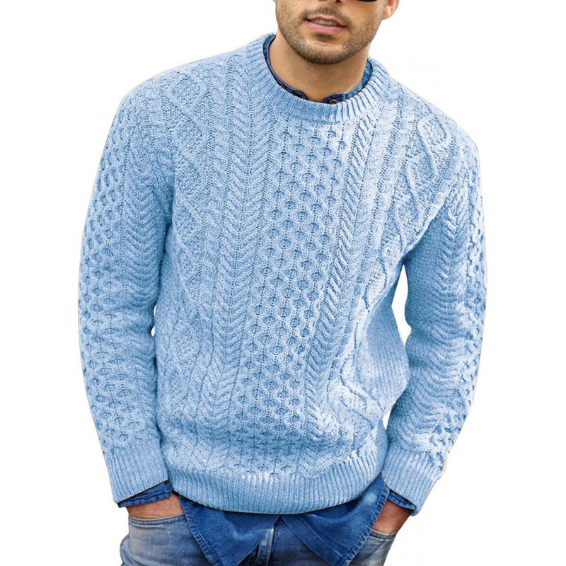 Men’s Pullover Sweater – Slim Fit Cable Knit – Ribbed Trim – Soft Knit Casual Wear