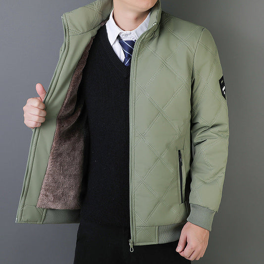 Men’s Quilted Jacket – Regular Fit – Warm Lined – Stand Collar – Zipper Pockets