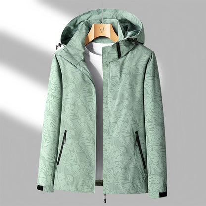 Women’s Waterproof Jacket – Standard Fit – Wind-Resistant – Adjustable Hood – Zipper Pockets