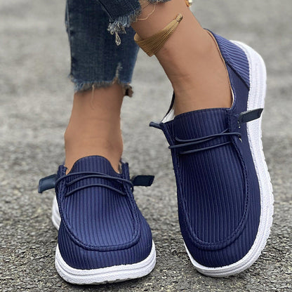 Women’s Loafers – Ribbed Texture – Slip-On Fit – Cushioned Insole Casual Shoe