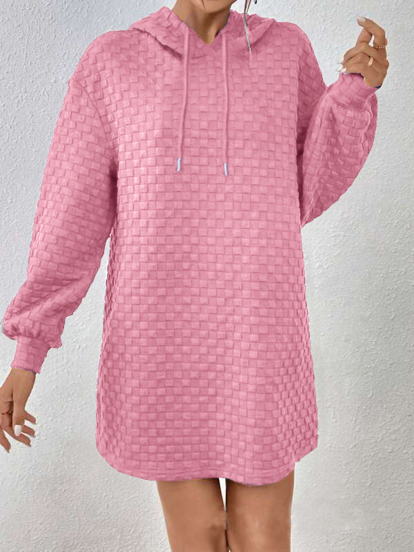 Women's Hooded Dress - Knit - Relaxed Fit - Adjustable Drawstring Hood
