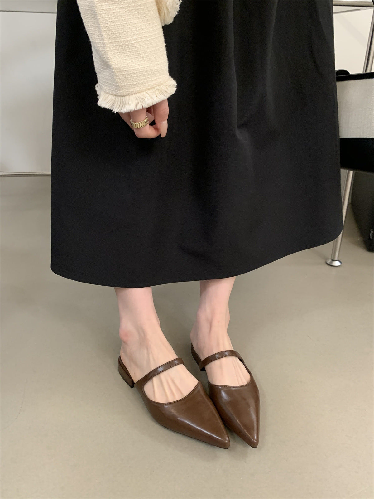 Ayla Pointed Toe Flats | Slip-On Single-Strap Mule Flats