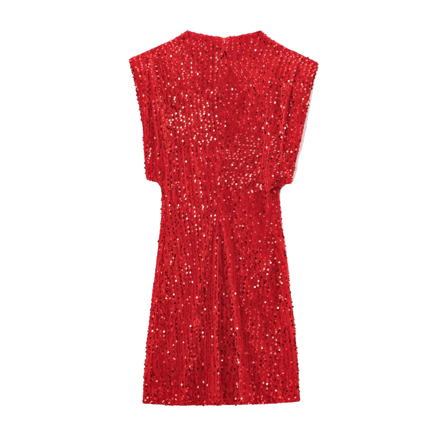 Women’s Mini Dress – Slim Fit – Sequin Fabric – Sleeveless – Structured Shoulders