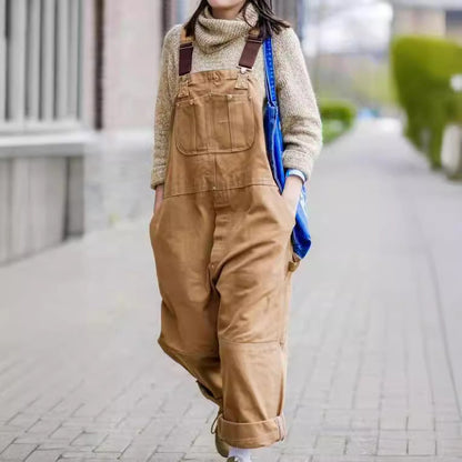 Women’s Overalls – Relaxed Fit – Cotton – Adjustable Straps – Full Length – Pockets