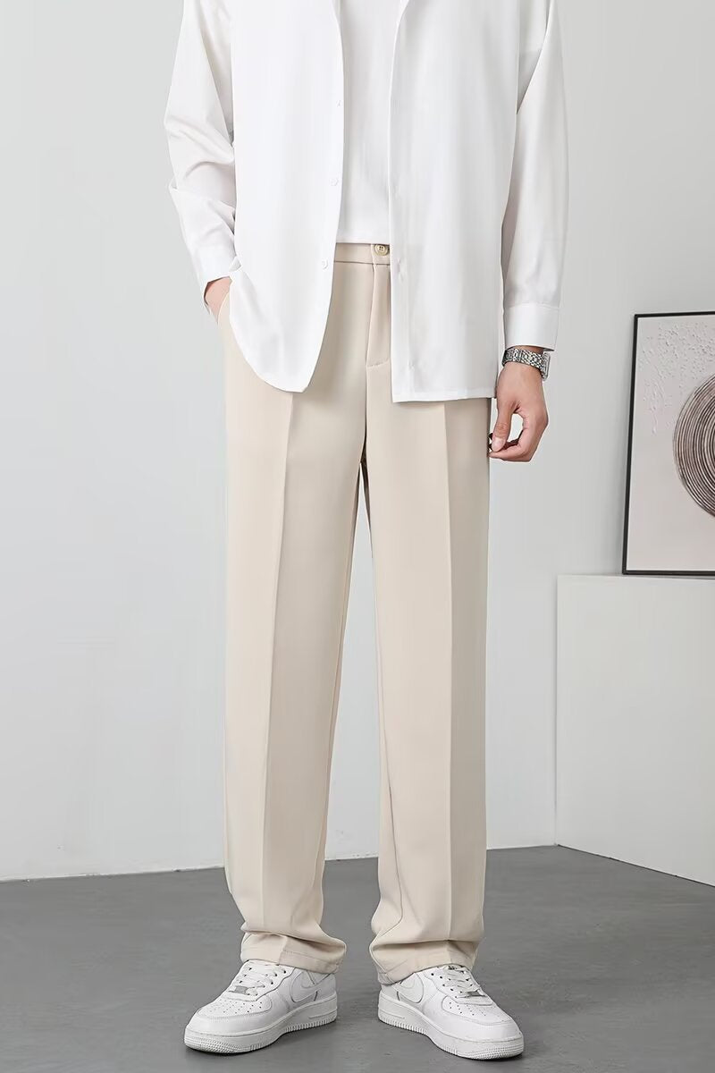 Men’s Slim Fit Trousers – Lightweight Breathable Fabric – Ankle Length – Smart Casual