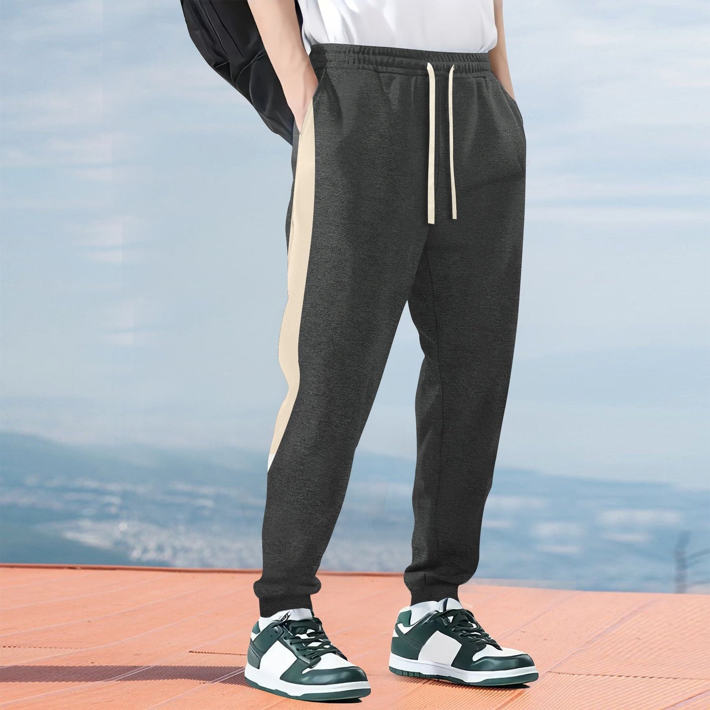 Men’s Jogger Pants – Relaxed Fit – Cotton Blend – Side Stripe – Cuffed Ankle – Drawstring Waist