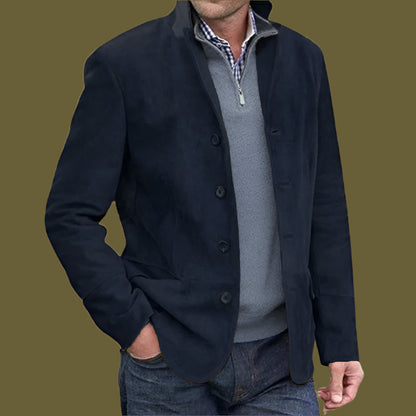 Men’s Jacket – Regular Fit – Soft Textured Finish – Stand Collar – Front Pockets
