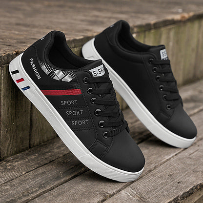 Men’s Casual Sneakers – Leather Look – Wide Fit – Lace-Up – Low Top Everyday Wear