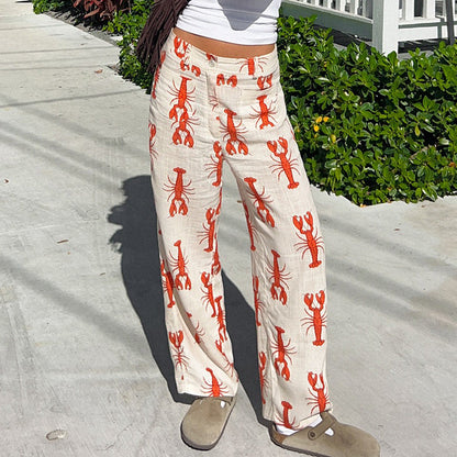 Women’s Pants – Relaxed Fit – Straight Leg – Bold Print – Breathable Blend