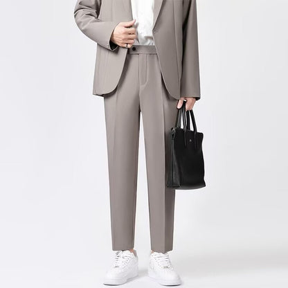 Men’s Tailored Trousers – Slim Fit – Wool Blend – Ankle Length Smart Casual Pants