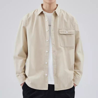 Men’s Button-Down Shirt – 100% Cotton – Relaxed Fit – Long Sleeve Casual Style