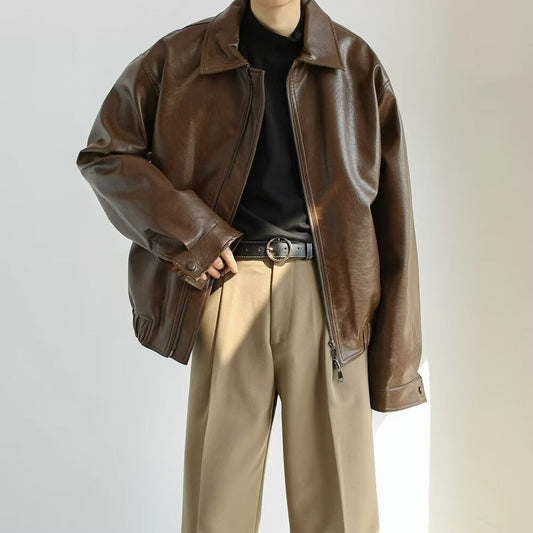 Men’s Jacket – Oversized Cropped Fit – Zip Front – Street Style