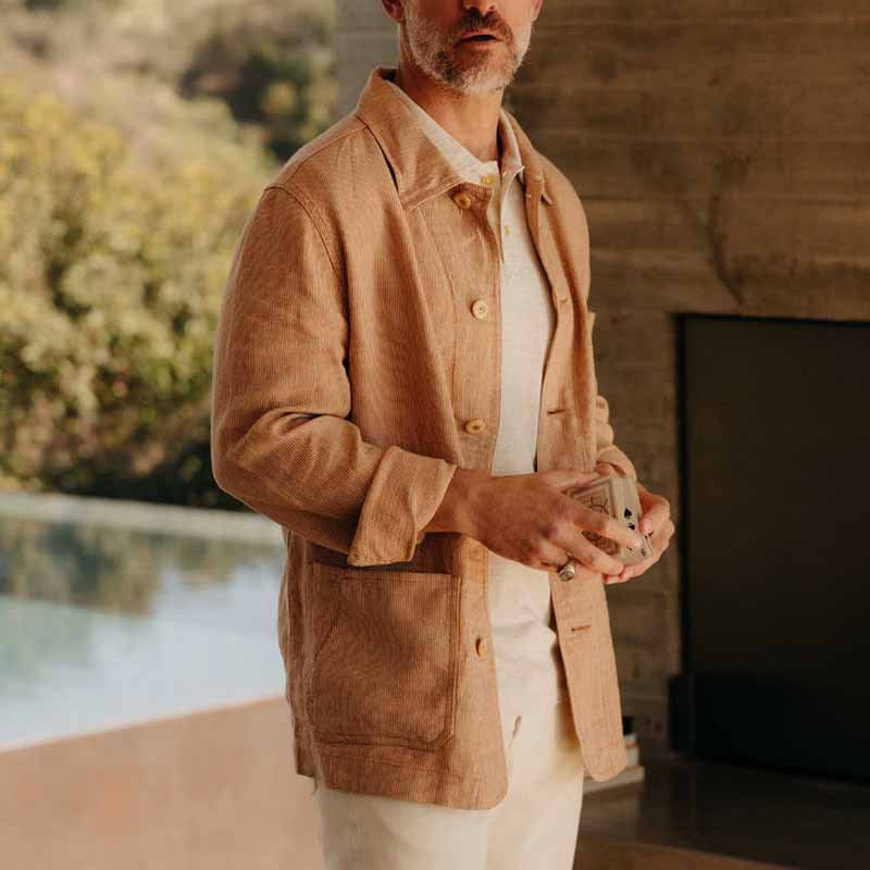Men’s Shirt Jacket – Relaxed Fit – Breathable Blend – Button-Up with Patch Pockets