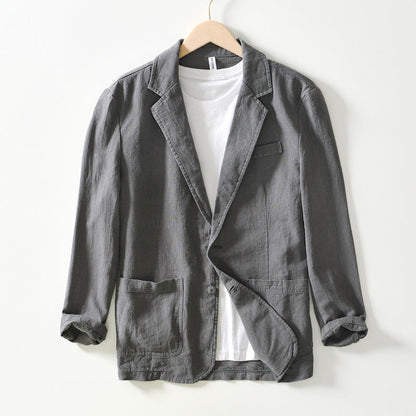 Men’s Blazer – Cotton Linen Blend – Relaxed Fit – Single Breasted Casual Style