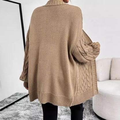 Women’s Cardigan – Cable Knit – Oversized Fit – V-Neck – Button Front – Long Sleeve