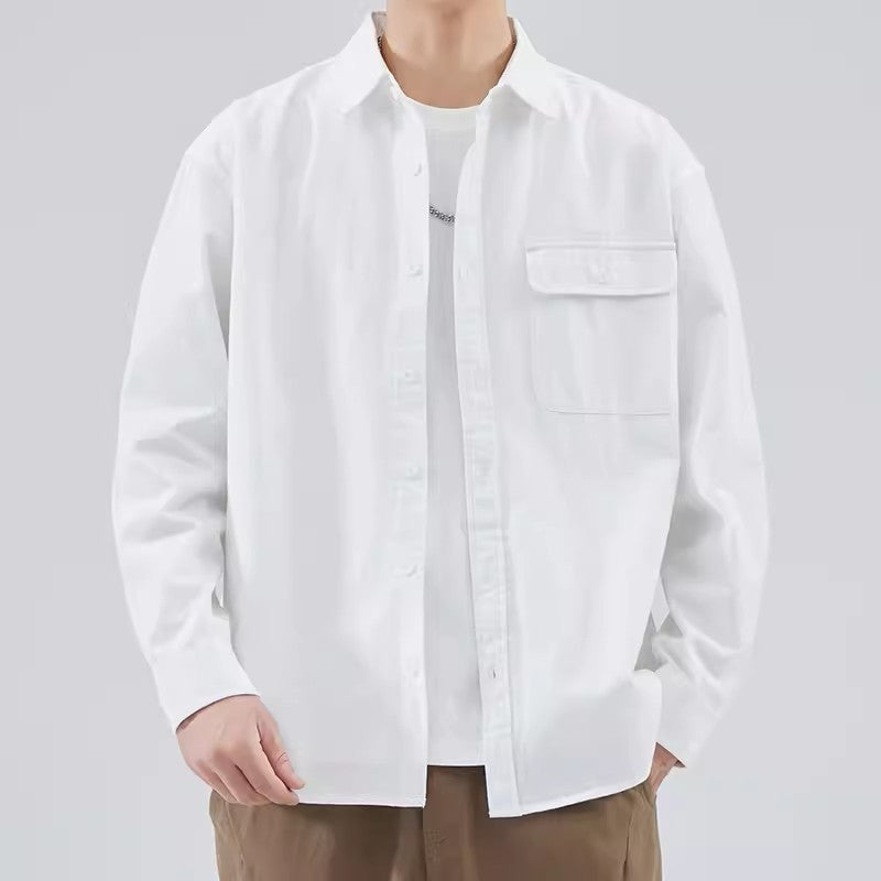 Men’s Button-Down Shirt – 100% Cotton – Relaxed Fit – Long Sleeve Chest Pocket