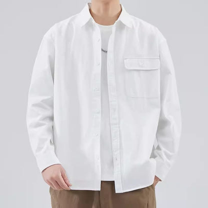 Men’s Button-Down Shirt – 100% Cotton – Relaxed Fit – Long Sleeve Chest Pocket
