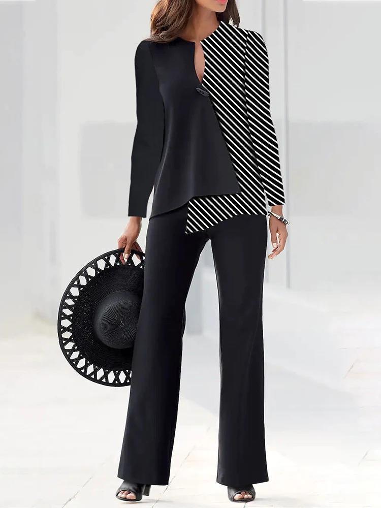 Women’s Blazer Set – Structured Fit – Asymmetrical Cut – Overlap Front – Full Sleeve