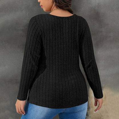 Women’s Wrap Top – Ribbed Texture – Fitted Silhouette – V-Neck Elegant Style