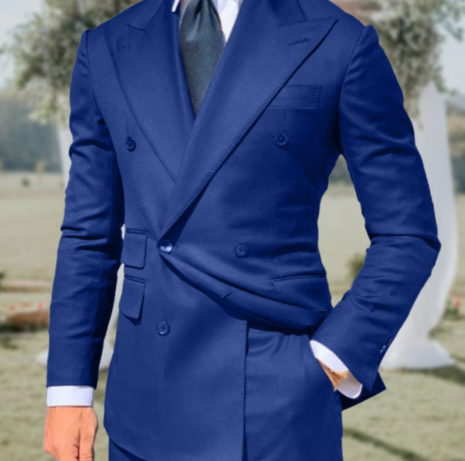 Men’s Blazer Suit Set – Slim Fit – Double-Breasted – Peak Lapel – Luxury Fabric