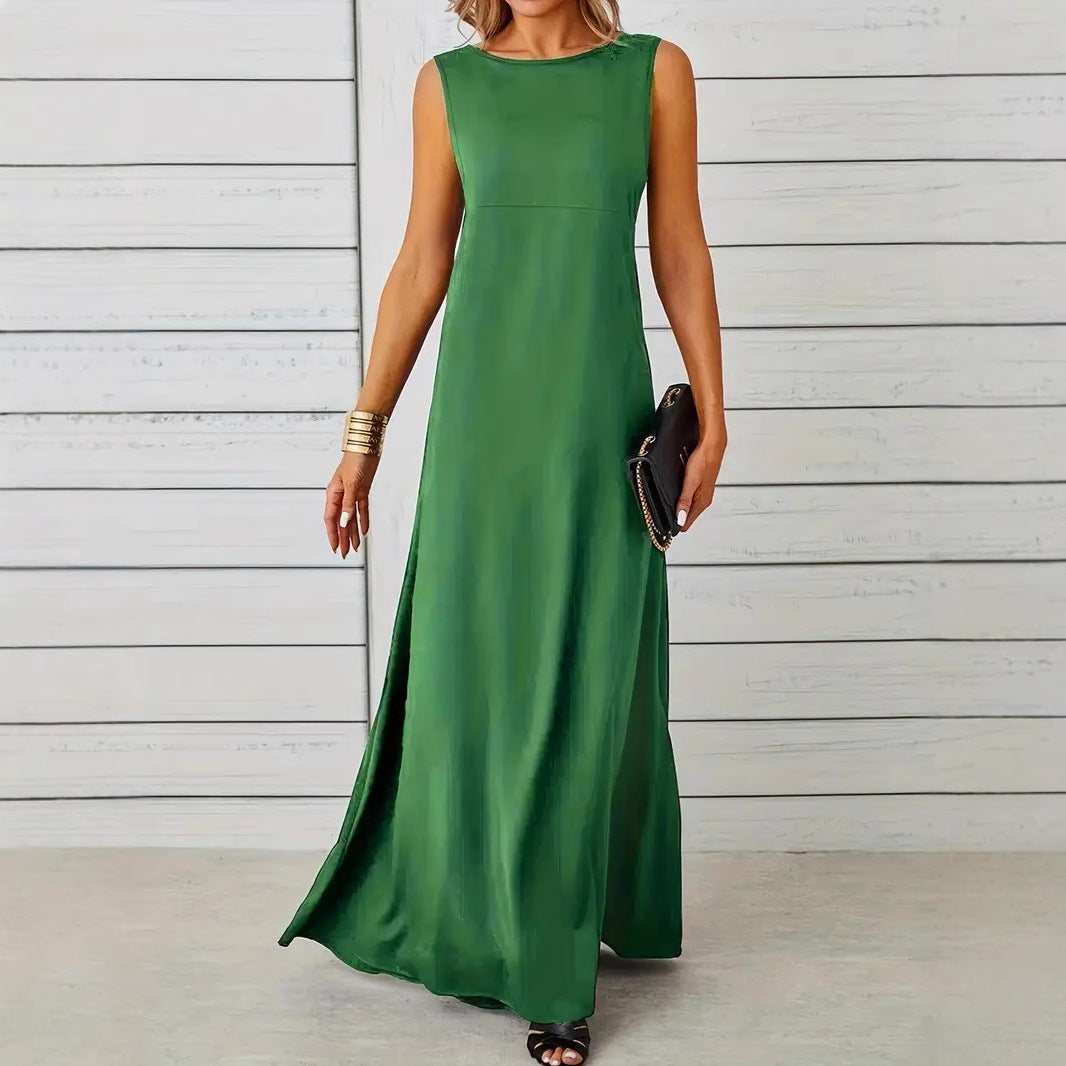 Women’s Mid-Length Dress – Sleeveless – Relaxed Fit – Lightweight Minimalist Style