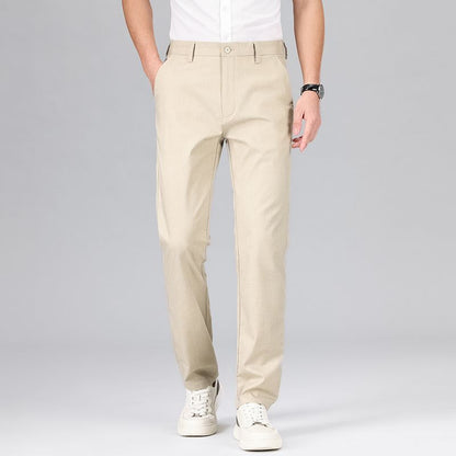 Men’s Straight-Leg Trousers – Relaxed Fit – Breathable Blend – Full Length Casual Style