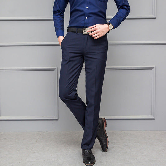 Men’s Trousers – Slim Fit – Stretch Comfort – Wrinkle-Resistant – Flat Front – Full Length