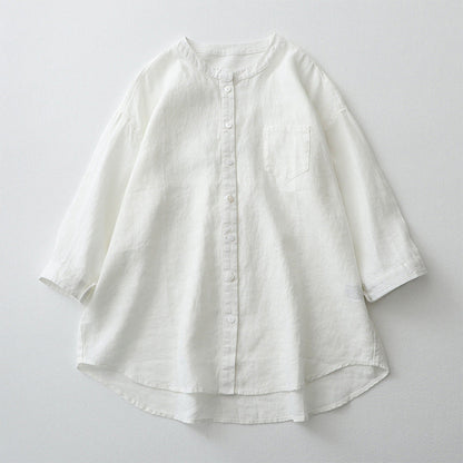 Women’s Shirt – Oversized Fit – Three-Quarter Sleeve – Linen Blend – Button-Down