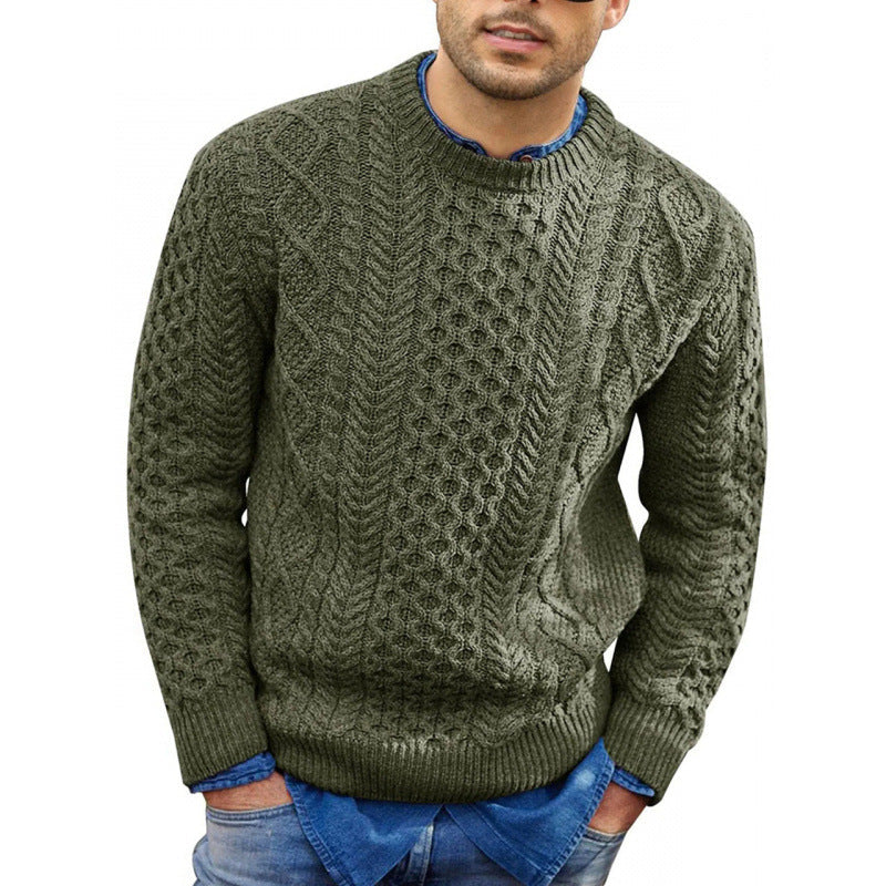 Men’s Pullover Sweater – Slim Fit Cable Knit – Ribbed Trim – Soft Knit Casual Wear