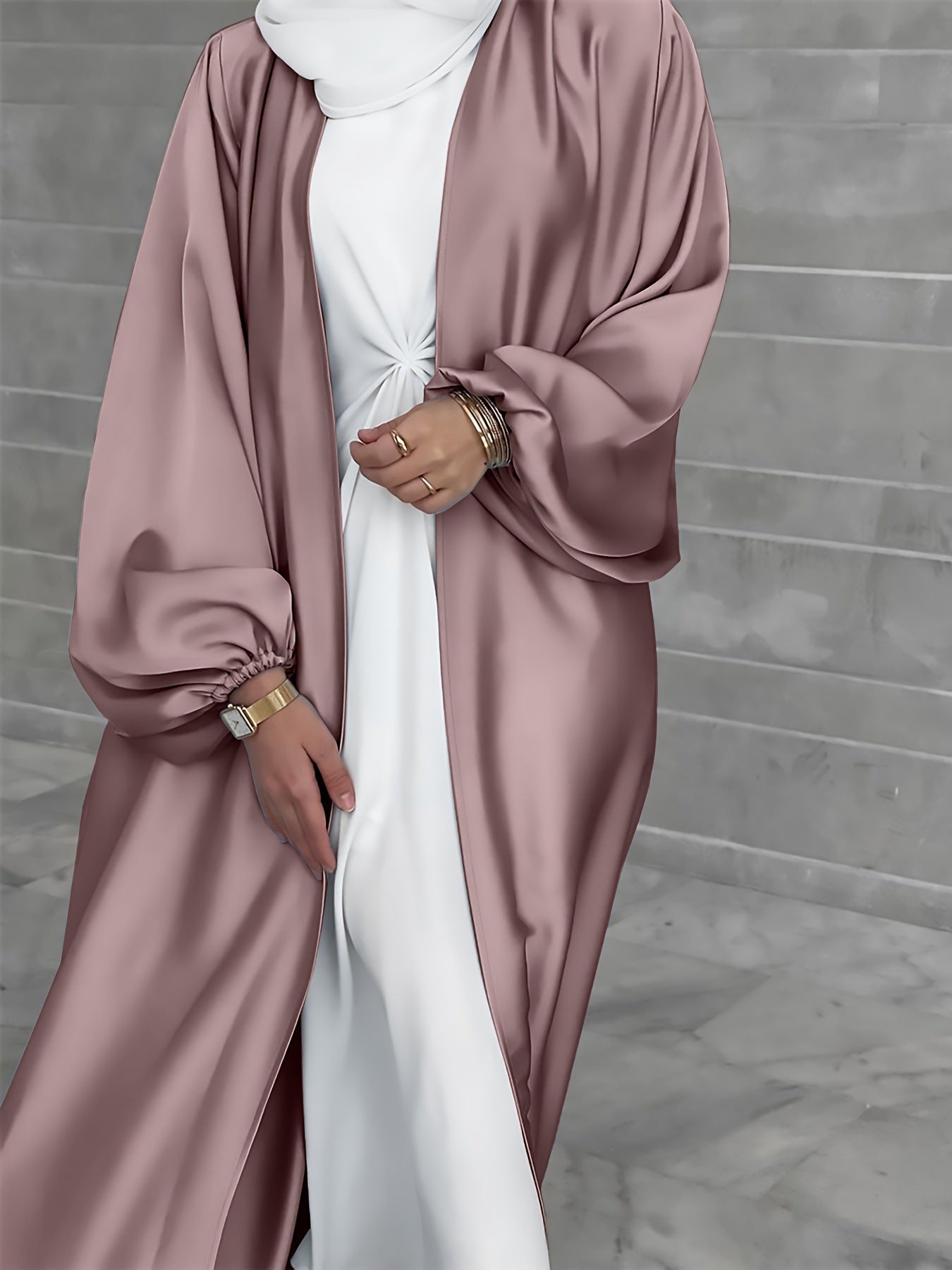 Women’s Kimono Overlay – Silk – Full Length – Open Front – Voluminous Sleeves